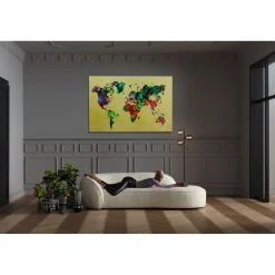KARE Design Tableaux En Verre|Tableau En Verre Metallic Colourful Map 150X100Cm