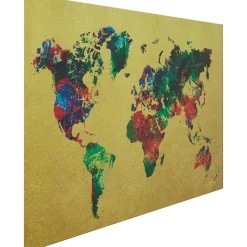 KARE Design Tableaux En Verre|Tableau En Verre Metallic Colourful Map 150X100Cm