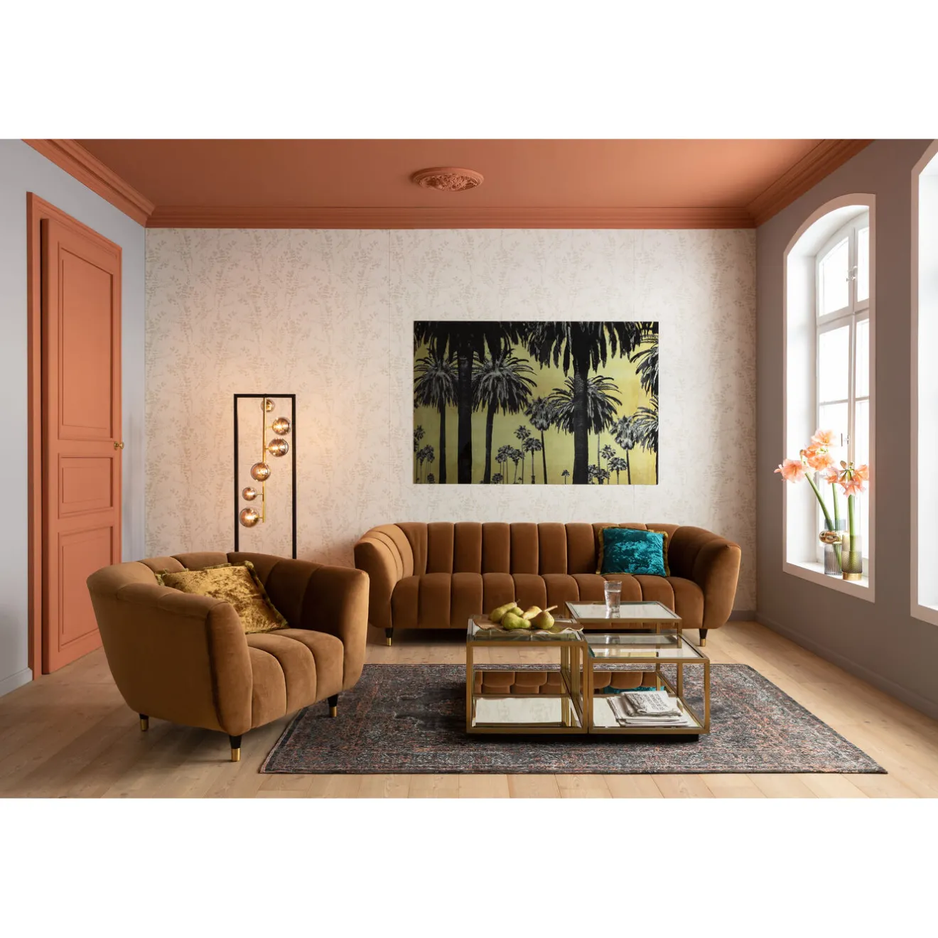 KARE Design Tableaux En Verre|Tableau En Verre Metallic Palms 180X120Cm