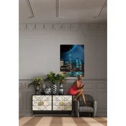 KARE Design Tableaux En Verre|Tableau En Verre Night Skyline 90X120Cm