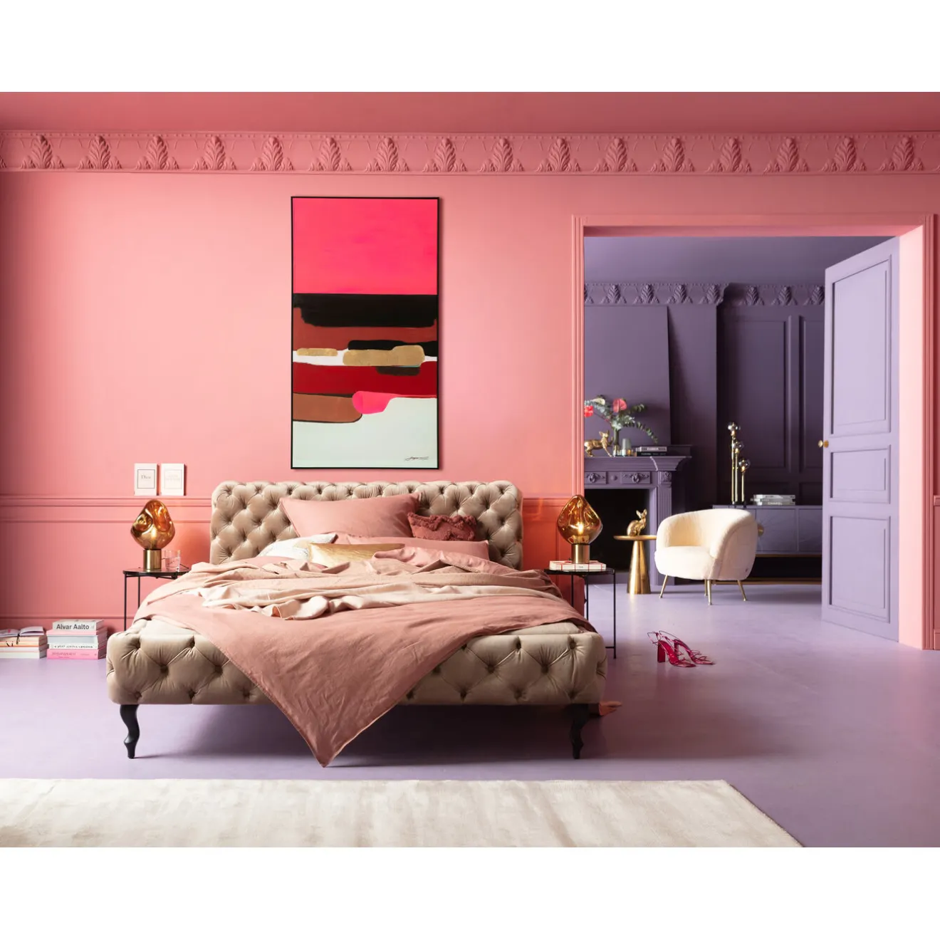 KARE Design Tableaux Encadres|Tableau Encadre Abstract Shapes Fuchsia 73X143Cm