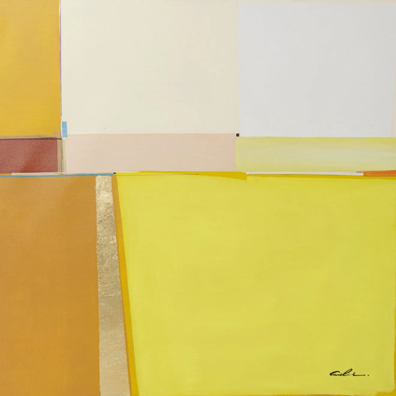 KARE Design Tableaux Encadres|Tableau Encadre Abstract Shapes Jaune 113X113Cm