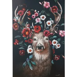 KARE Design Tableaux Sur Toile|Tableau Sur Toile Deer In Flower 90X140Cm