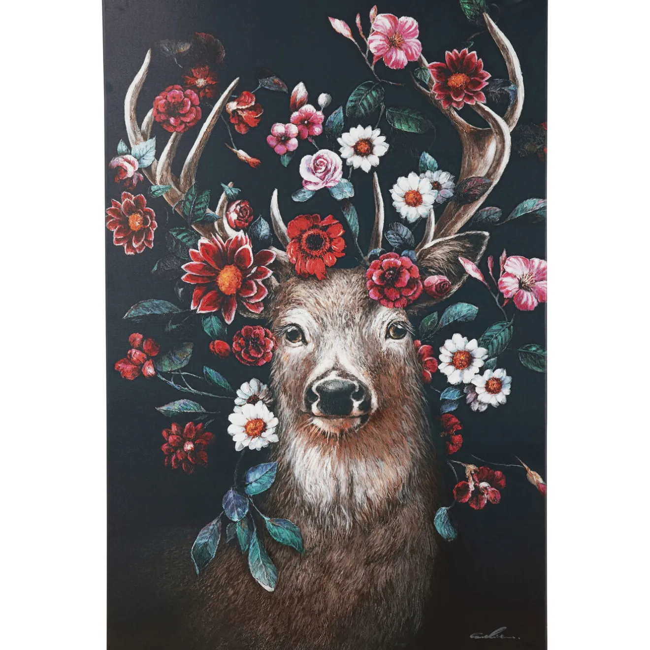 KARE Design Tableaux Sur Toile|Tableau Sur Toile Deer In Flower 90X140Cm