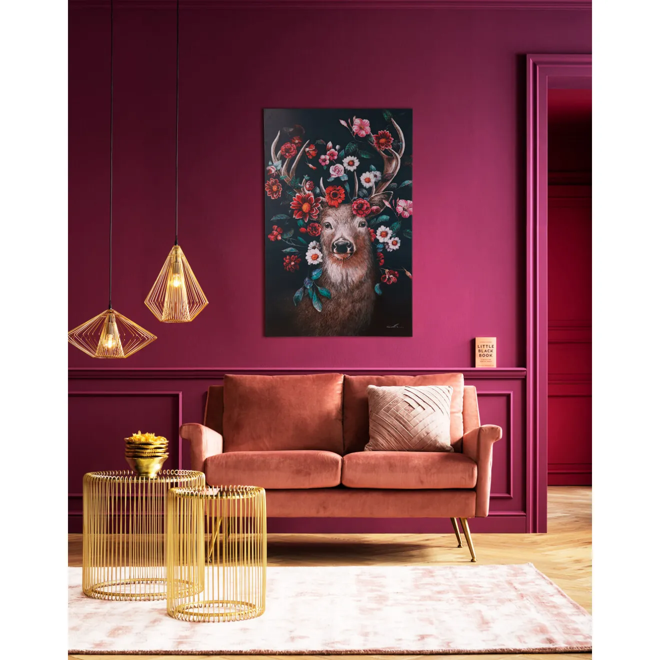 KARE Design Tableaux Sur Toile|Tableau Sur Toile Deer In Flower 90X140Cm
