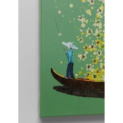 KARE Design Tableaux Sur Toile|Tableau Sur Toile Flower Boat Vert Jaune 80X100Cm