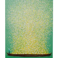 KARE Design Tableaux Sur Toile|Tableau Sur Toile Flower Boat Vert Jaune 80X100Cm