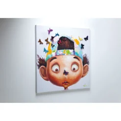 KARE Design Tableaux Sur Toile|Tableau Touched Boy With Butterflies 100X100Cm