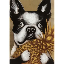 KARE Design Tableaux Sur Toile|Tableau Touched Dog With Pineapple 80X80Cm
