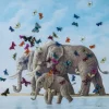 KARE Design Tableaux Sur Toile|Tableau Touched Elefants With Butterflies 120X120
