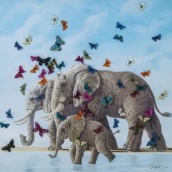 KARE Design Tableaux Sur Toile|Tableau Touched Elefants With Butterflies 120X120