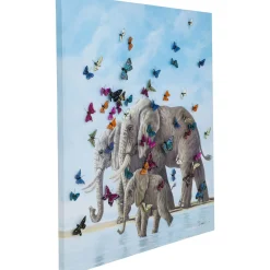 KARE Design Tableaux Sur Toile|Tableau Touched Elefants With Butterflies 120X120
