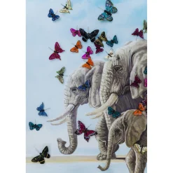 KARE Design Tableaux Sur Toile|Tableau Touched Elefants With Butterflies 120X120