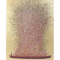 KARE Design Tableaux Sur Toile|Tableau Touched Flower Boat Dore-Fuchsia 80X100Cm