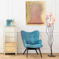 KARE Design Tableaux Sur Toile|Tableau Touched Flower Boat Dore-Fuchsia 80X100Cm