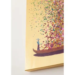 KARE Design Tableaux Sur Toile|Tableau Touched Flower Boat Dore-Fuchsia 80X100Cm