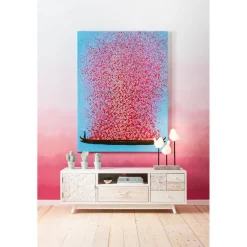 KARE Design Tableaux Sur Toile|Tableau Touched Flower Boat Bleu-Fuchsia 120X160Cm