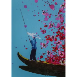 KARE Design Tableaux Sur Toile|Tableau Touched Flower Boat Bleu-Fuchsia 120X160Cm