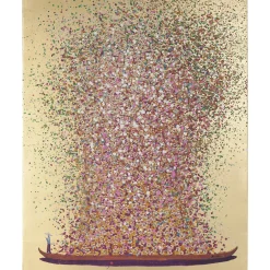 KARE Design Tableaux Sur Toile|Tableau Touched Flower Boat Dore-Fuchsia Pink 120X