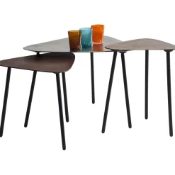 KARE Design Tables Basses|Tables Basses Loft Triangle Vintage (Set De 3)