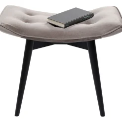 KARE Design Tabourets|Tabouret Black Vicky Velours Gris 46X59Cm
