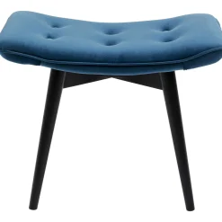 KARE Design Tabourets|Tabouret Black Vicky Velours Bleu Petrole 59X37Cm