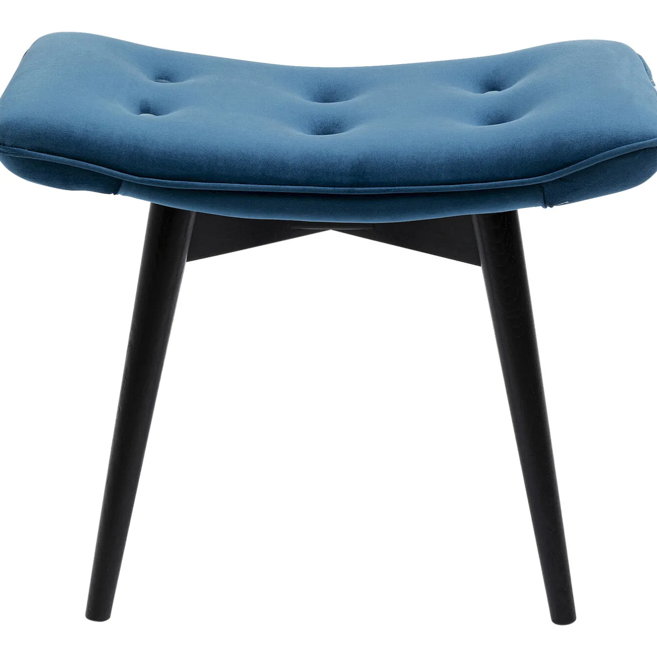 KARE Design Tabourets|Tabouret Black Vicky Velours Bleu Petrole 59X37Cm