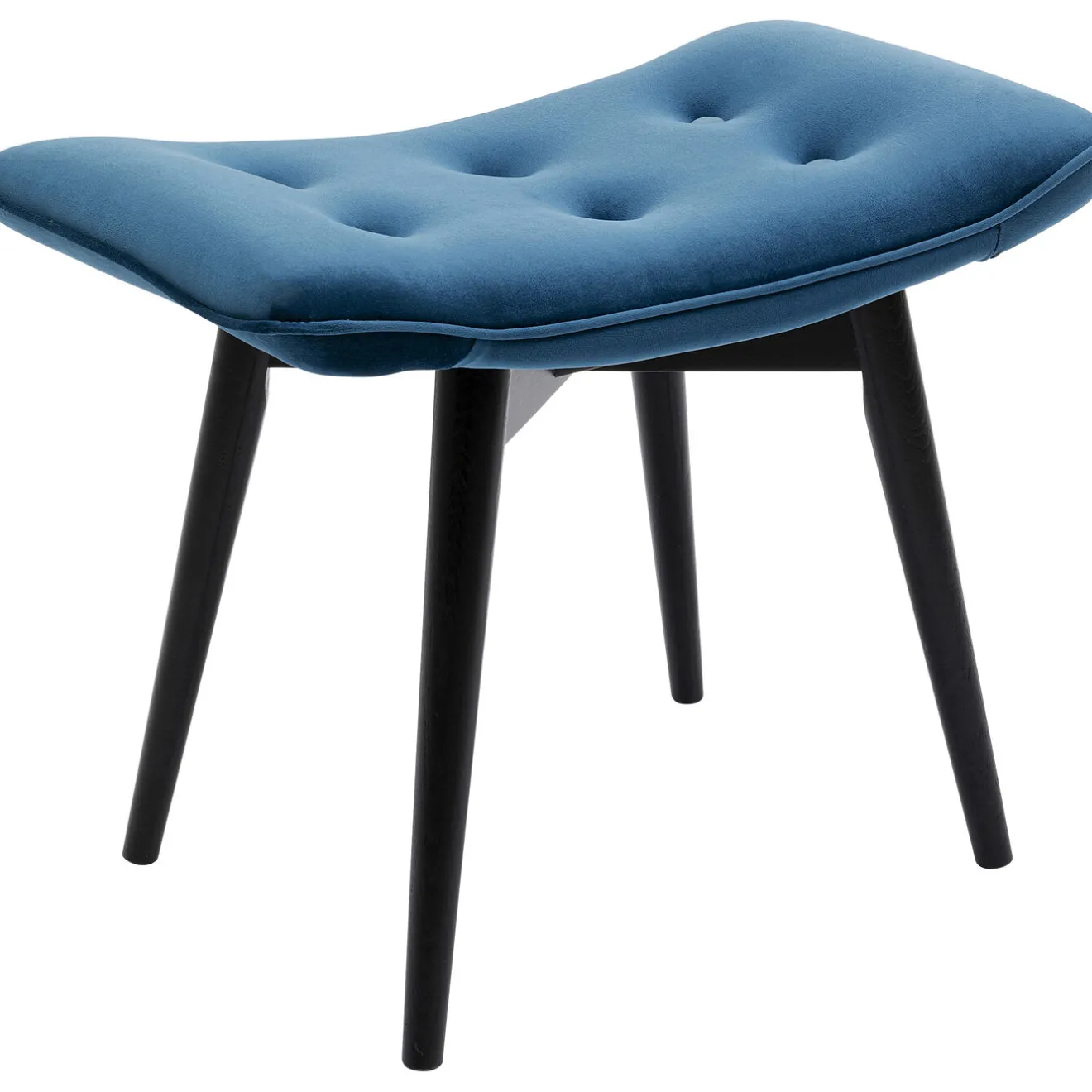 KARE Design Tabourets|Tabouret Black Vicky Velours Bleu Petrole 59X37Cm