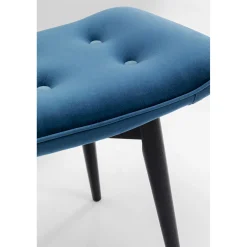 KARE Design Tabourets|Tabouret Black Vicky Velours Bleu Petrole 59X37Cm