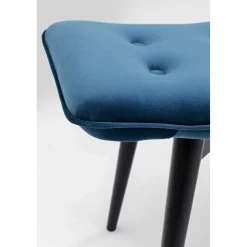 KARE Design Tabourets|Tabouret Black Vicky Velours Bleu Petrole 59X37Cm
