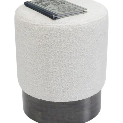 KARE Design Tabourets|Tabouret Cherry Boucle Creme Smoke O35Cm