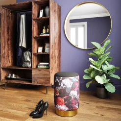 KARE Design Tabourets|Tabouret Cherry Flower Noir Laiton O32Cm