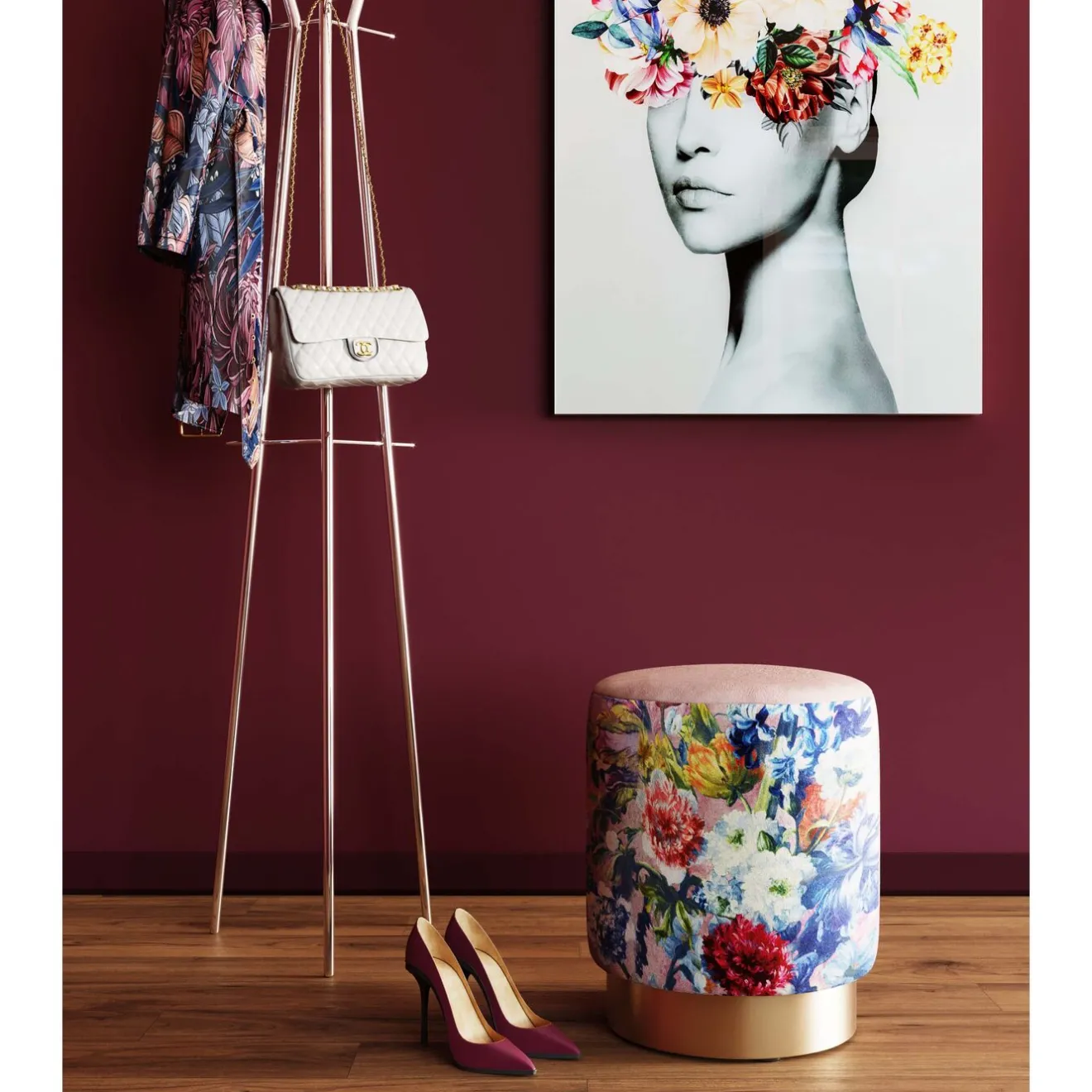 KARE Design Tabourets|Tabouret Cherry Flower Rose Laiton O32Cm