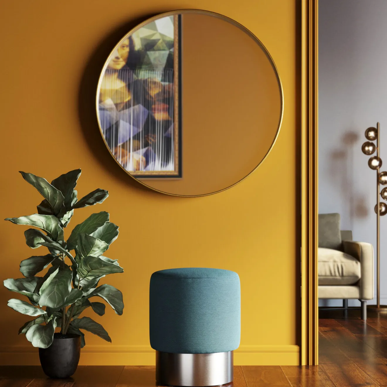 KARE Design Tabourets|Tabouret Cherry Lina Bleu Argente O35Cm