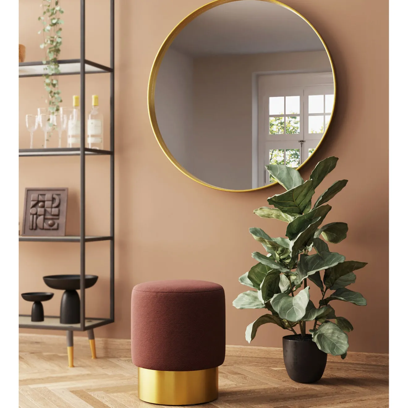 KARE Design Tabourets|Tabouret Cherry Lina Marron Laiton O35Cm