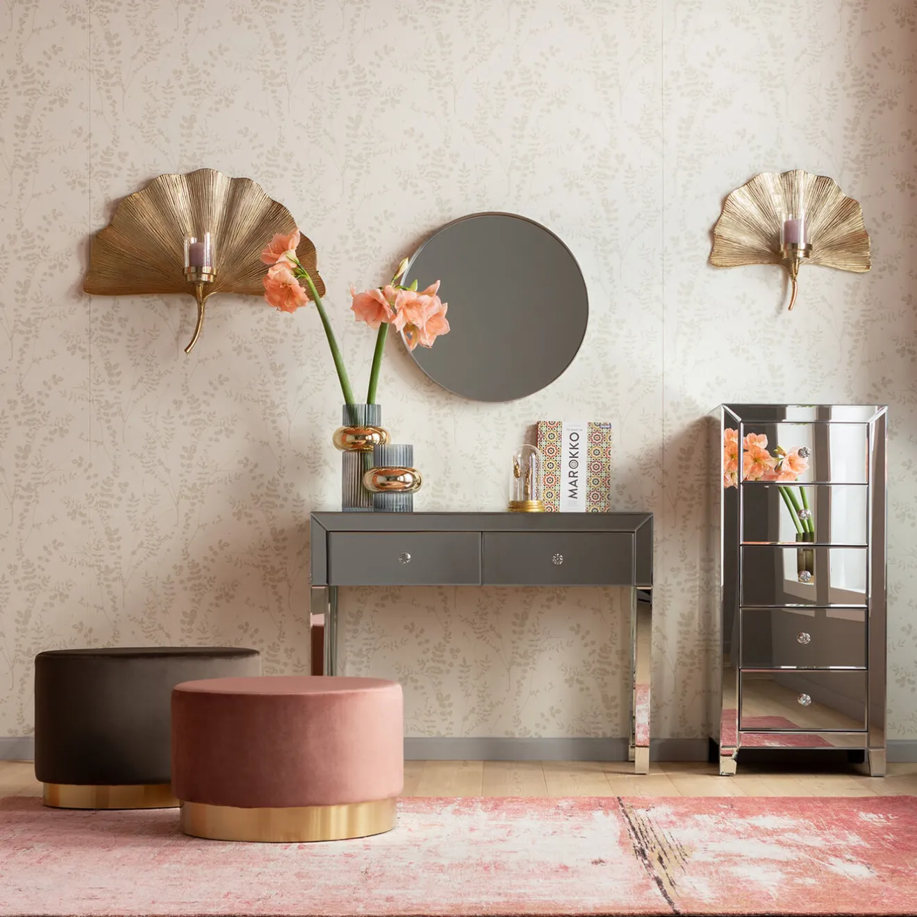 KARE Design Tabourets|Tabouret Cherry Mauve Laiton O55Cm