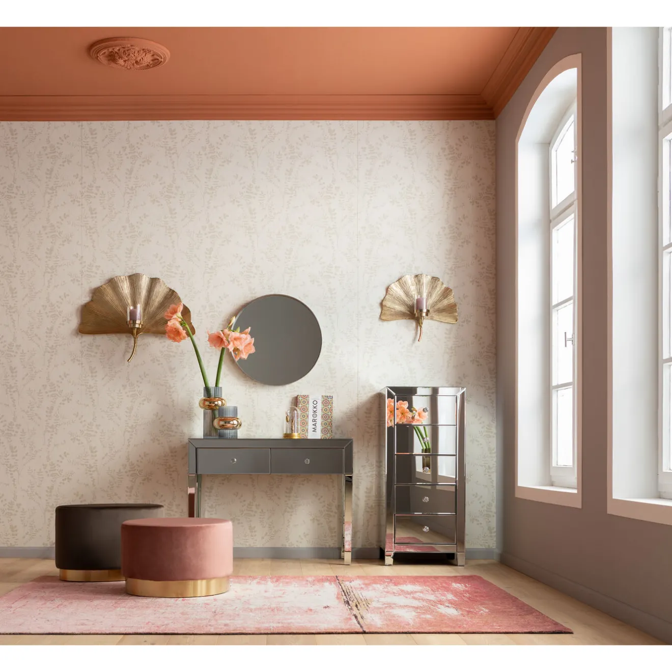 KARE Design Tabourets|Tabouret Cherry Mauve Laiton O55Cm