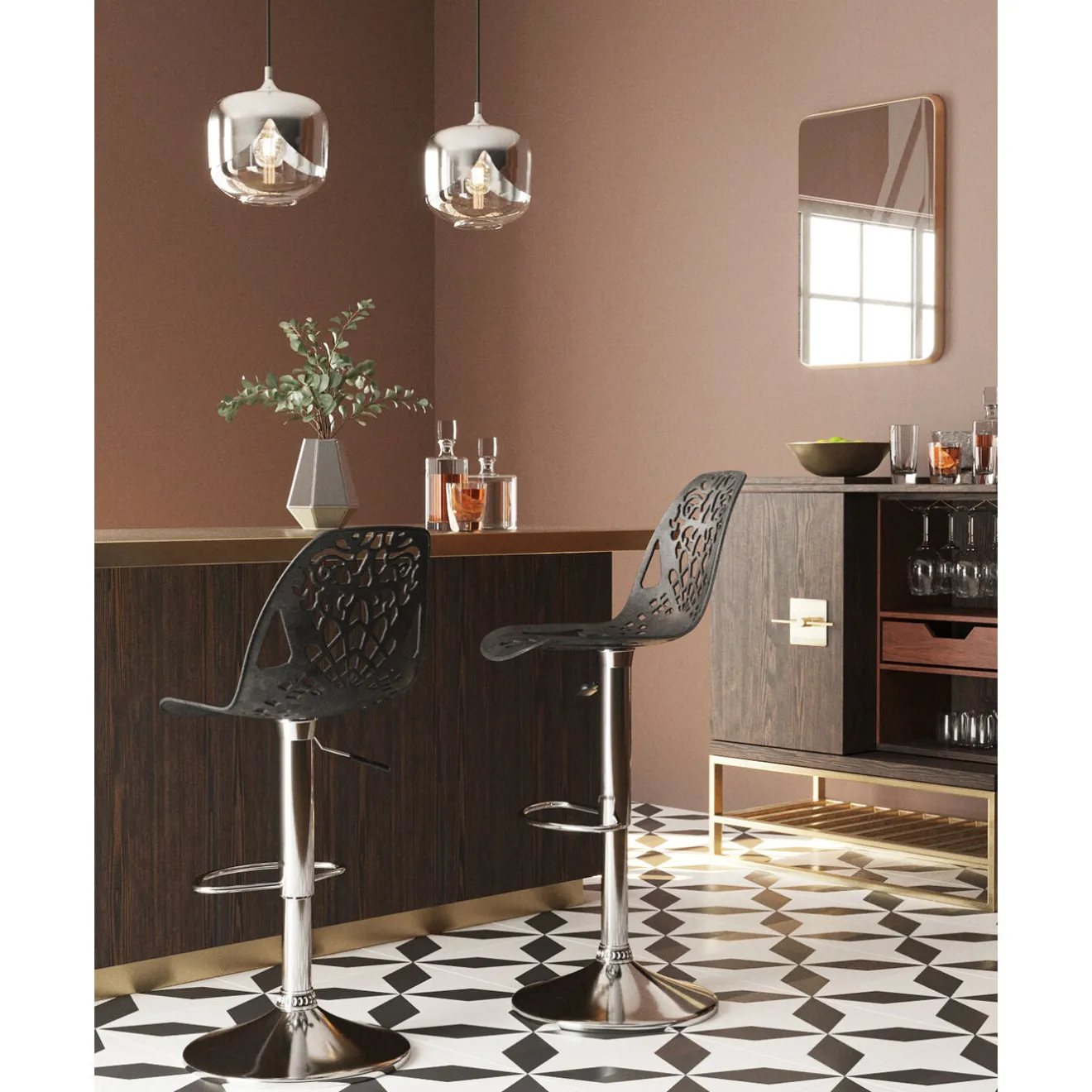 KARE Design Chaises De Bar|Tabouret De Bar Ornament Noir
