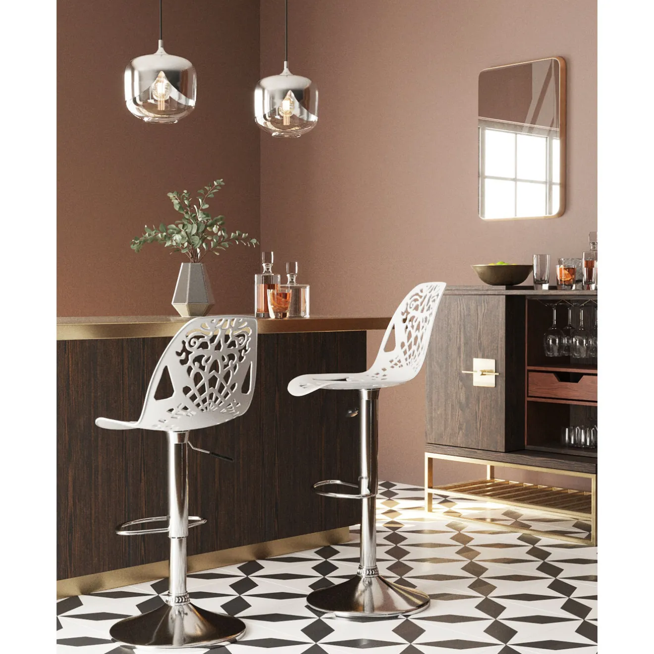 KARE Design Chaises De Bar|Tabouret De Bar Ornament Blanc