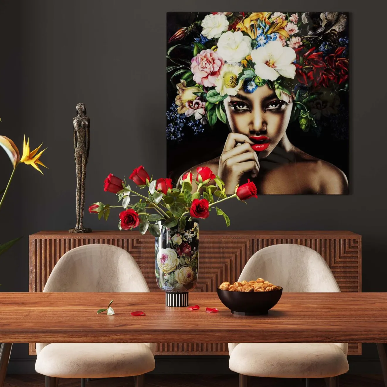 KARE Design Vases Décoratifs|Vase Décoratif Rose Magic Noir 27Cm